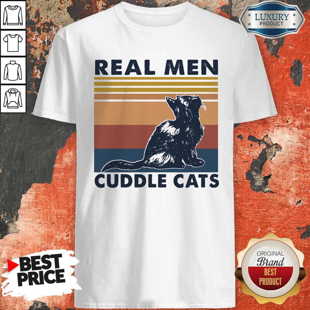 Awesome Real Men Cuddle Cats Vintage Haloween Shirt