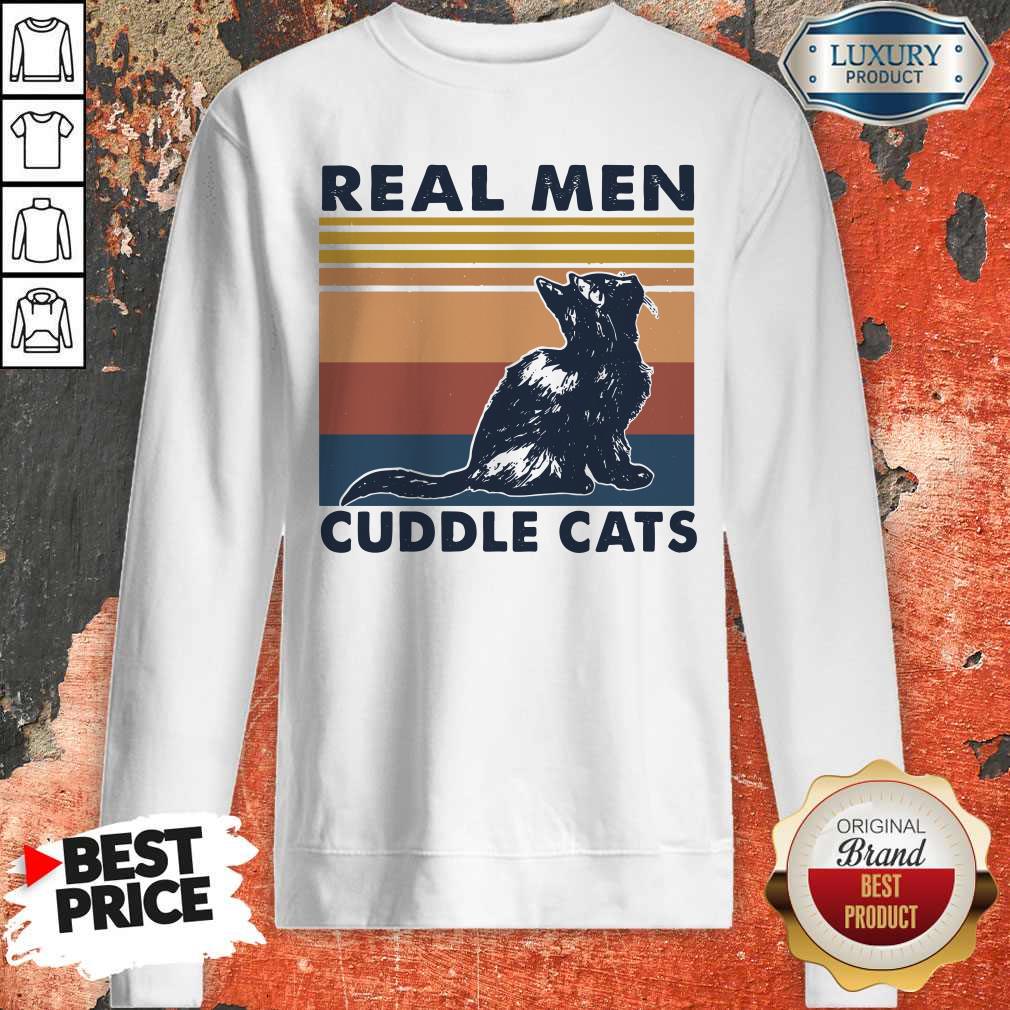Awesome Real Men Cuddle Cats Vintage Haloween Shirt - Image 5