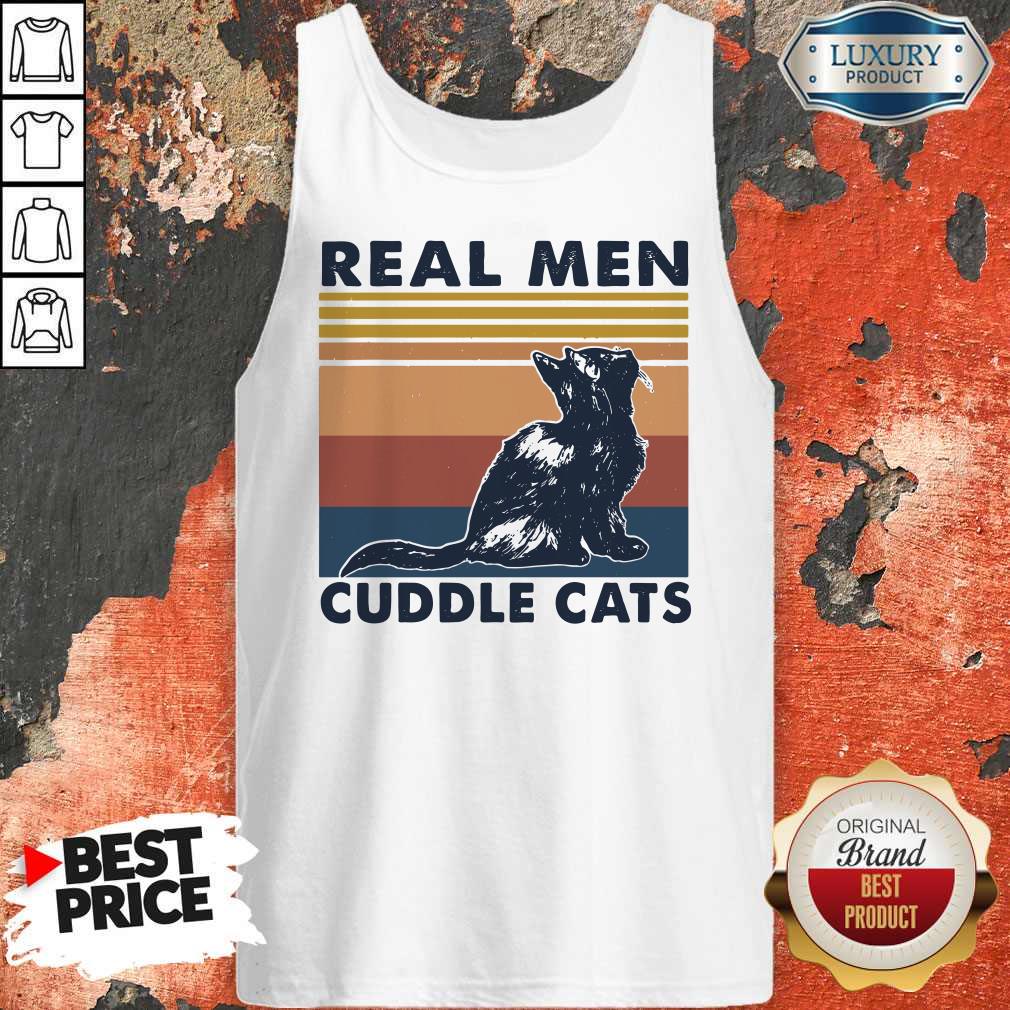 Awesome Real Men Cuddle Cats Vintage Haloween Shirt - Image 4