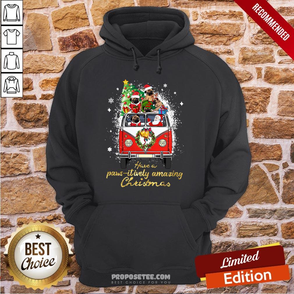 Awesome Santa Bulldogs Drive Hippie Car Have A Pawsitively Amazing Christmas Shirt - Image 4