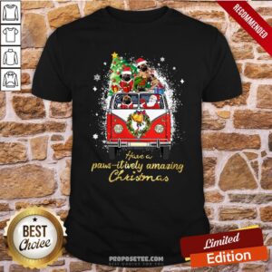 Awesome Santa Bulldogs Drive Hippie Car Have A Pawsitively Amazing Christmas Shirt