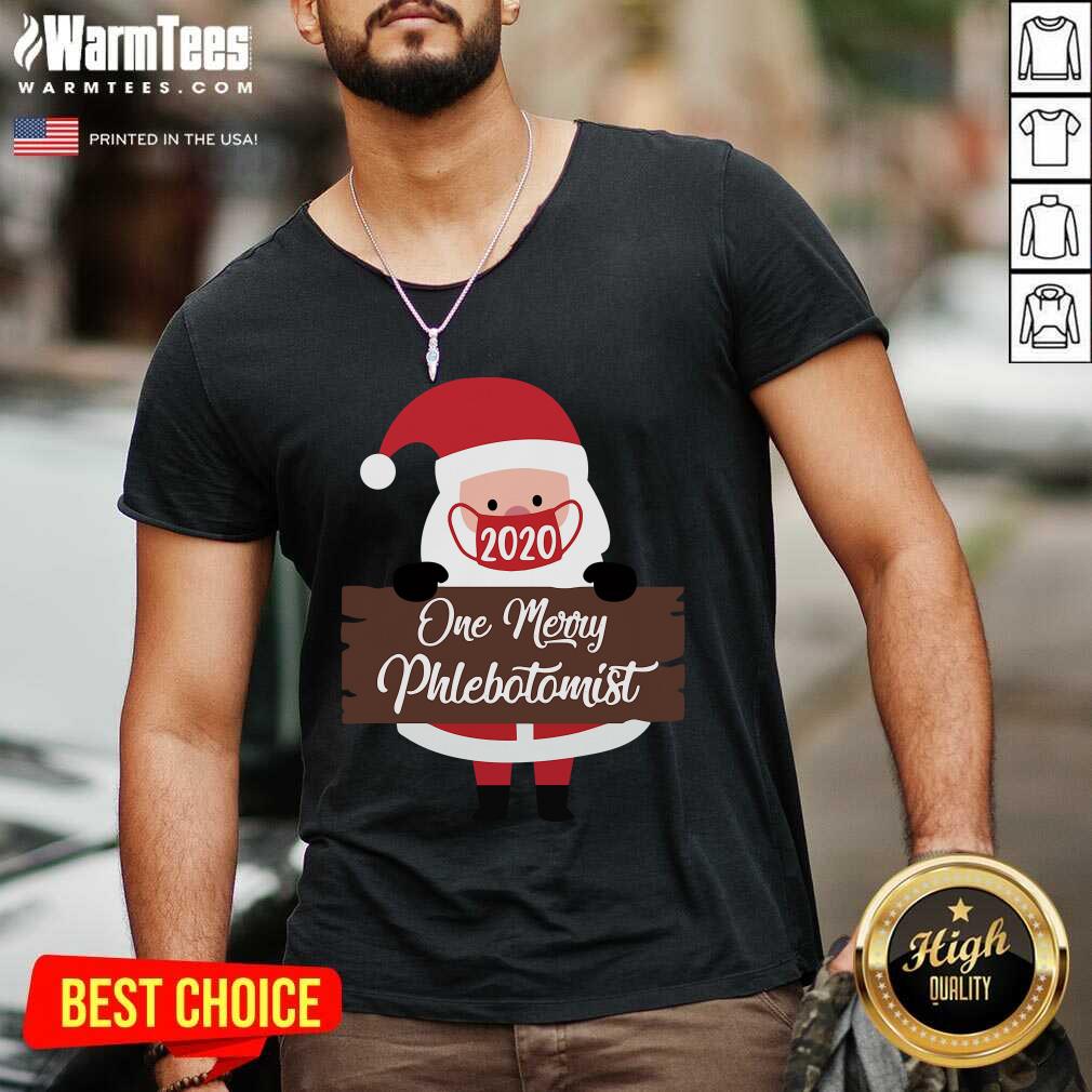 Awesome Santa Claus Face Mask 2020 One Merry Phlebotomist Christmas Shirt - Image 5