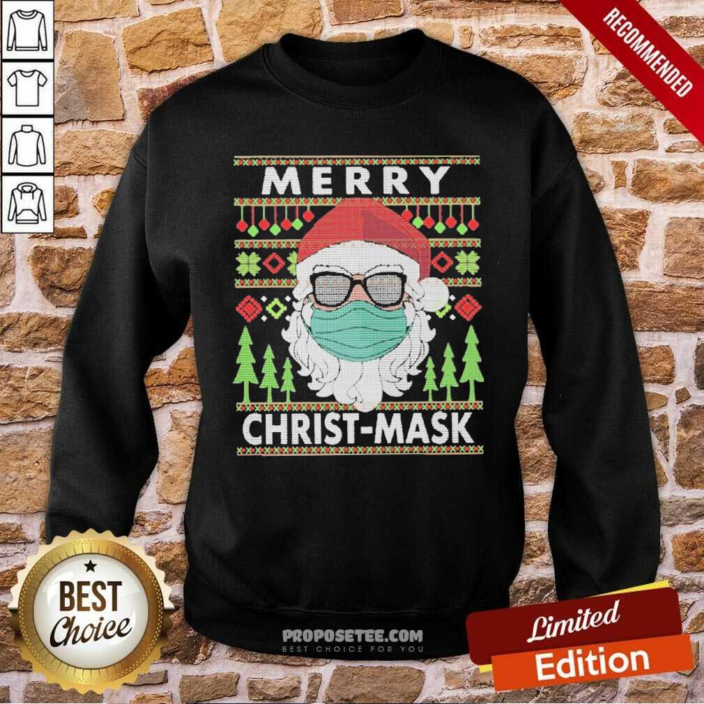 Awesome Santa Claus Mask Merry Christ Mask Ugly Shirt - Image 5