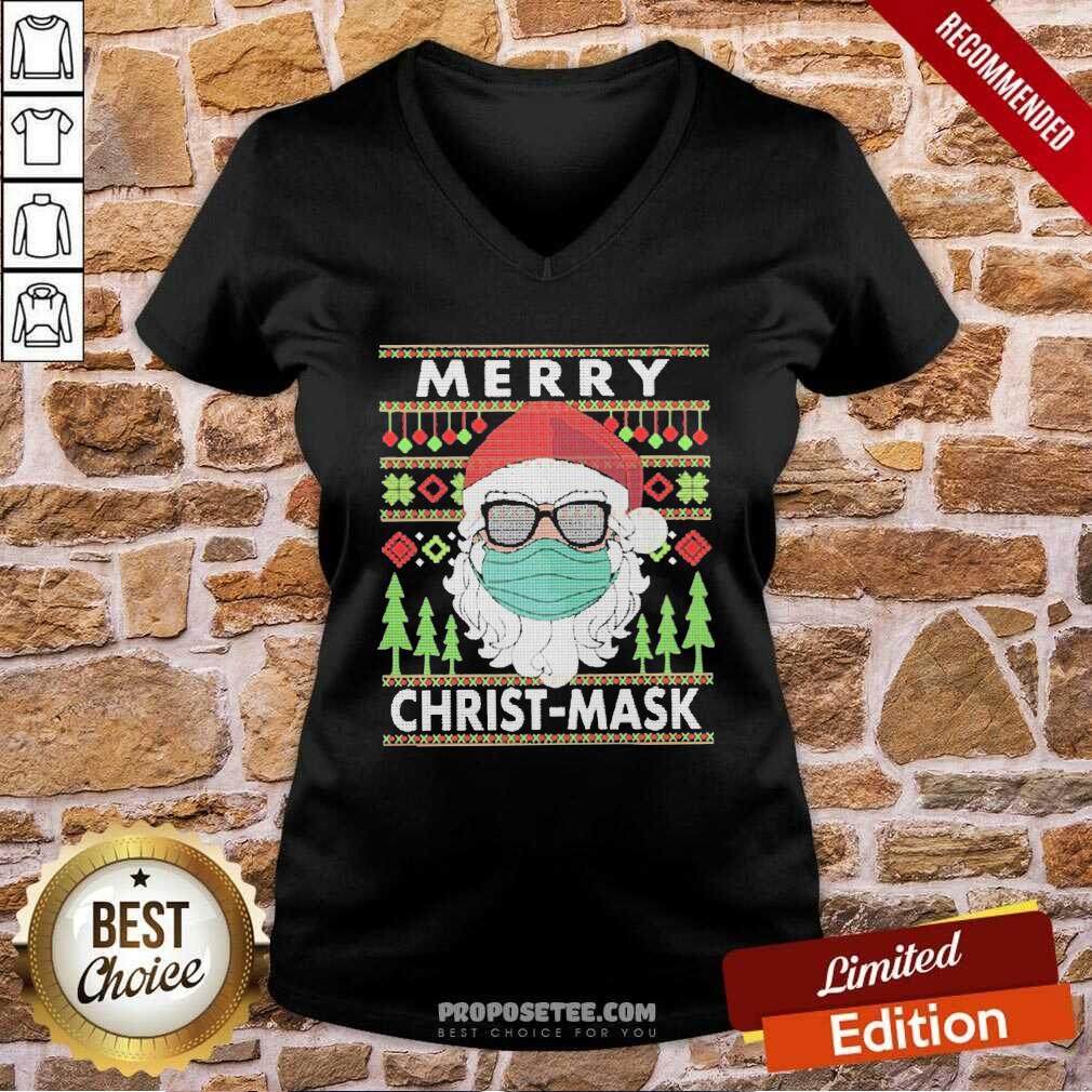 Awesome Santa Claus Mask Merry Christ Mask Ugly Shirt - Image 3