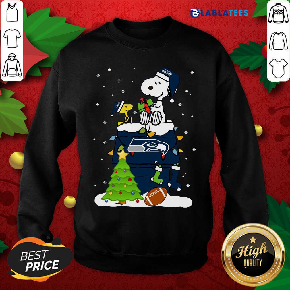 Awesome Snoopy Merry Christmas NFL Seahawks Unisex Shirt - Image 5