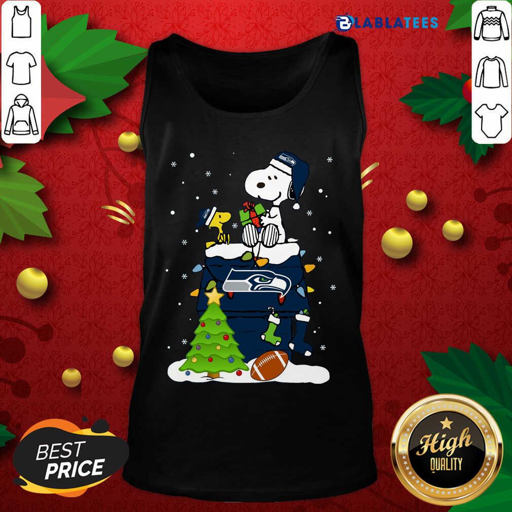 Awesome Snoopy Merry Christmas NFL Seahawks Unisex Shirt - Image 4