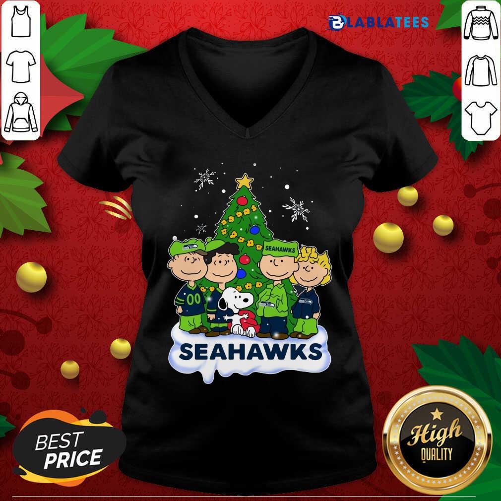 Awesome Snoopy The Peanuts Seattle Seahawks Christmas Shirt - Image 3