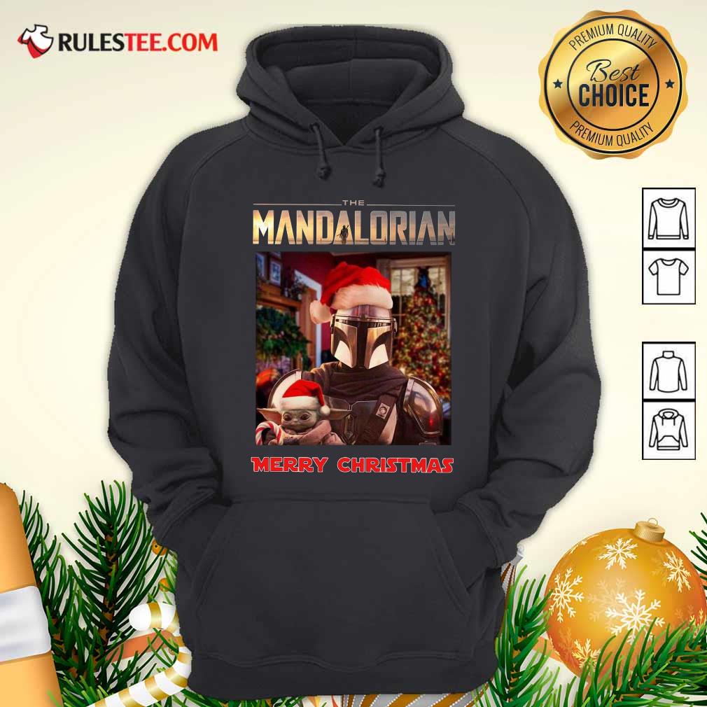 Awesome Star Wars The Mandalorian And Baby Yoda Merry Christmas Shirt - Image 2