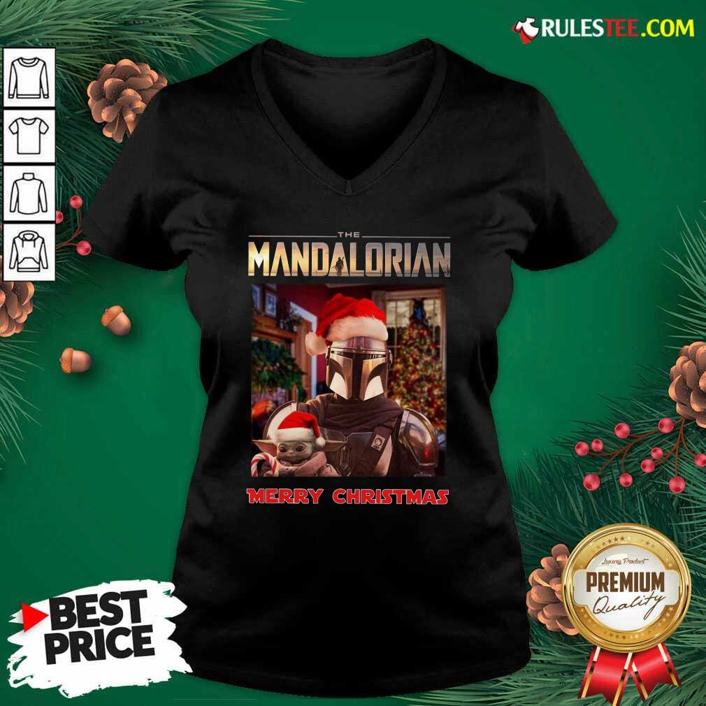 Awesome Star Wars The Mandalorian And Baby Yoda Merry Christmas Shirt - Image 3