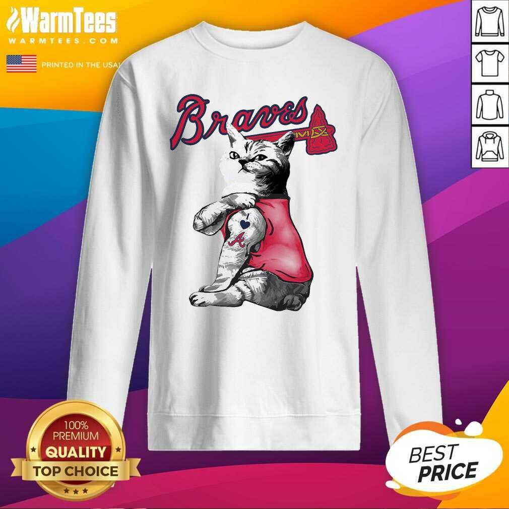 Awesome Tattoo Cat I Love Atlanta Braves Shirt - Image 3