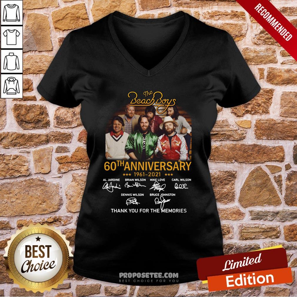 Awesome The Beach Boys 60th Anniversary 1961 2021 Thank You For The Memories Signatures Shirt - Image 2