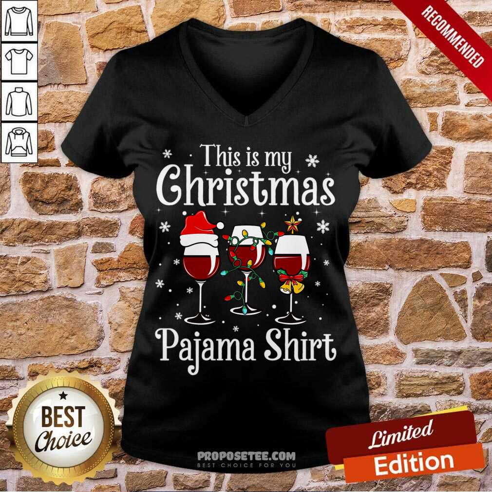 Awesome This Is My Christmas Pajama Wine Shirt - Image 3