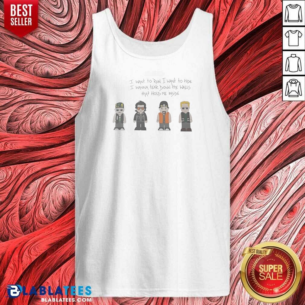 Awesome U2 Band Cartoon I Want To Run I Want To Hide I Wanna Tear Down The Walls Shirt - Image 4