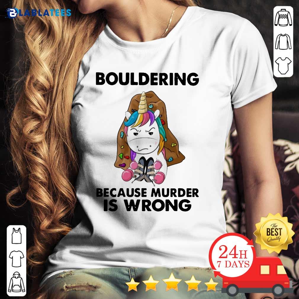 Awesome Unicorn Bouldering Because Murder Is Wrong Shirt - Image 4