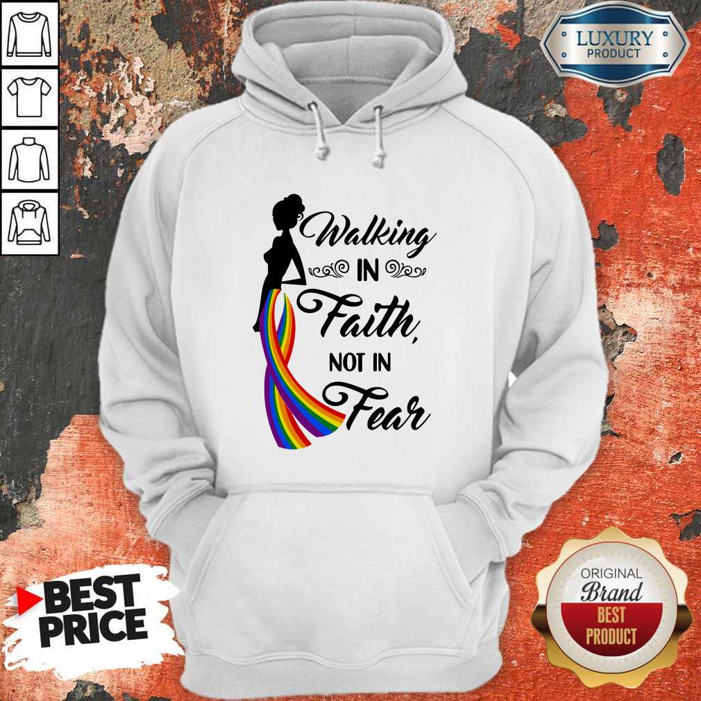 Awesome Walking In The Faith Not In Fear Rainbow Cancer Awareness Shirt - Image 4