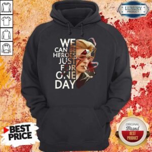 Alternative view of Awesome We Can Be Heroes Just For One Day David Bowie Shirt