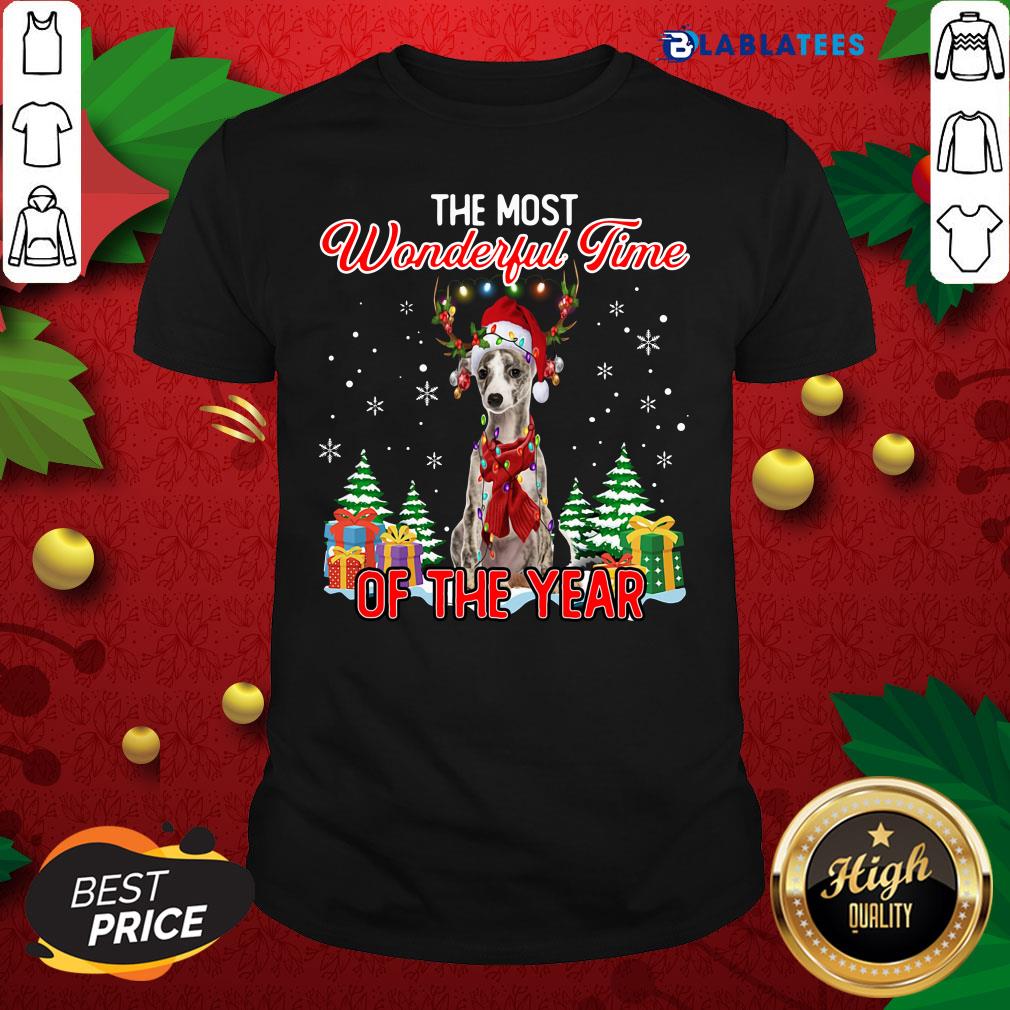 Awesome Whippet The Most Wonderful Time Of The Year Ugly Christmas Shirt