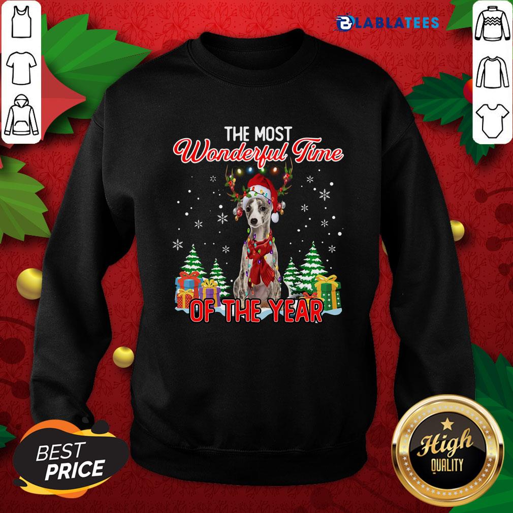 Awesome Whippet The Most Wonderful Time Of The Year Ugly Christmas Shirt - Image 5