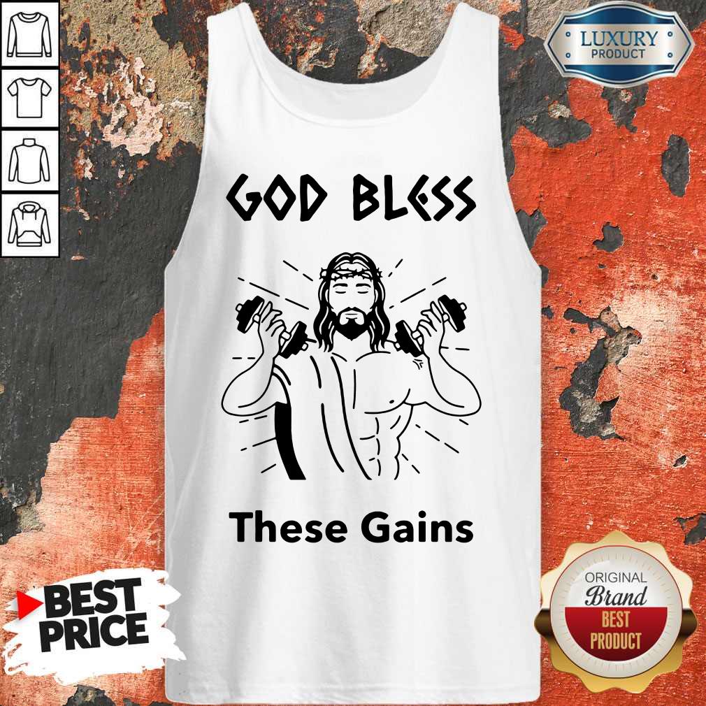 Awesome Wrestling God Bless These Gains Shirt - Image 3