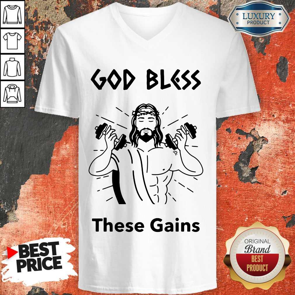 Awesome Wrestling God Bless These Gains Shirt - Image 2