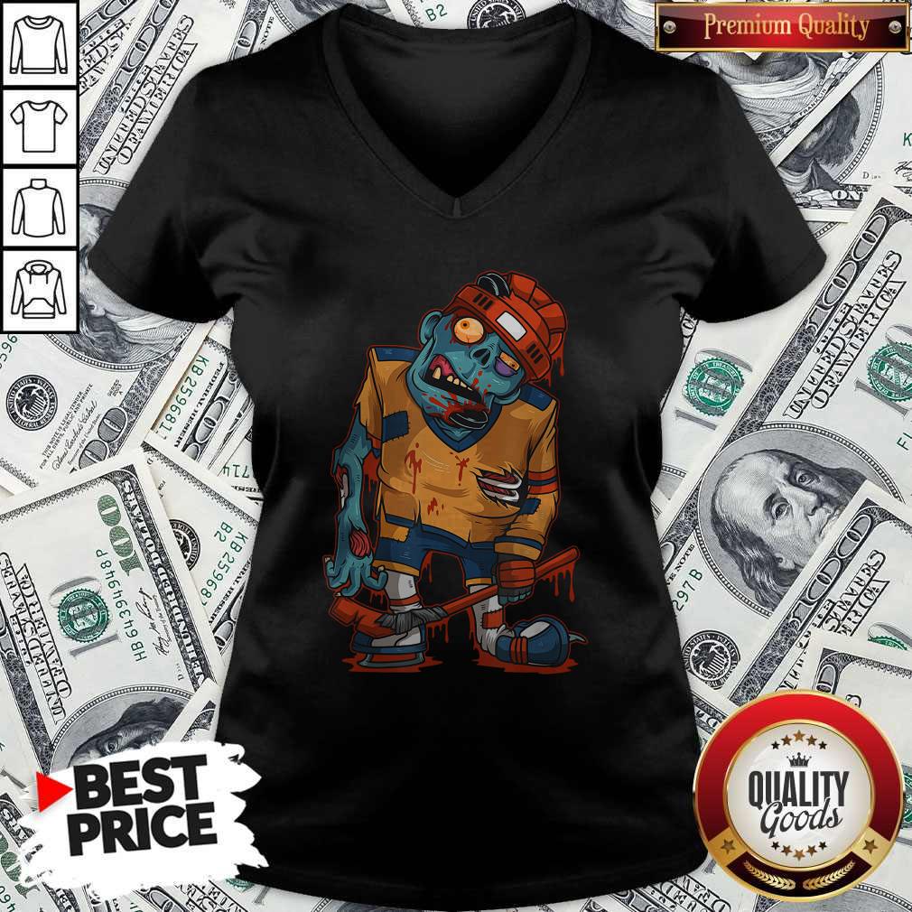 Awesome Zombie Ice Hockey Player Halloween Trick Or Treating Shirt - Image 3