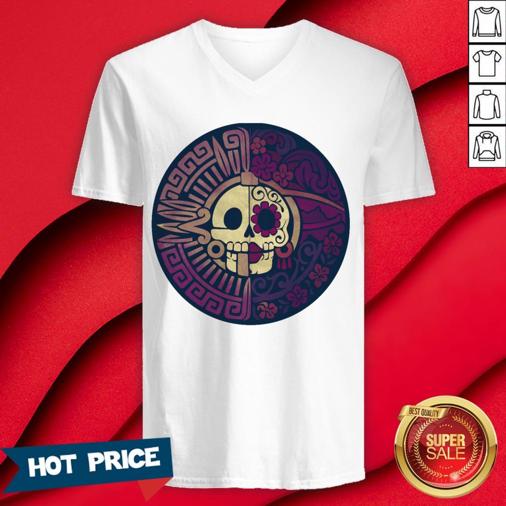 Aztec Sugar Skull Day Of The Dead Dia De Los Muertos Shirt - Image 3