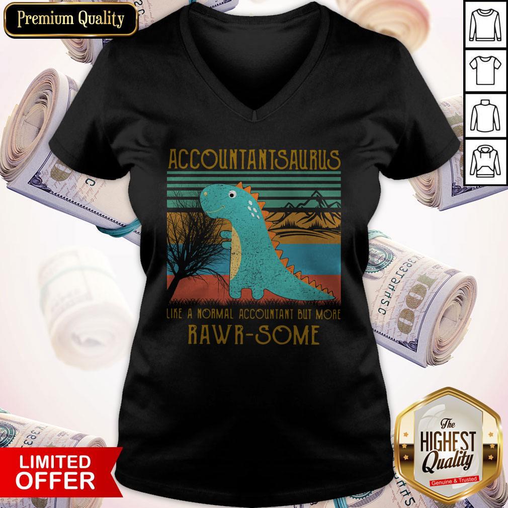 Baby T-rex Dinosaur Accountant Saurus Like A Normal Accountant But More Rwar Some Vintage Shirt - Image 3