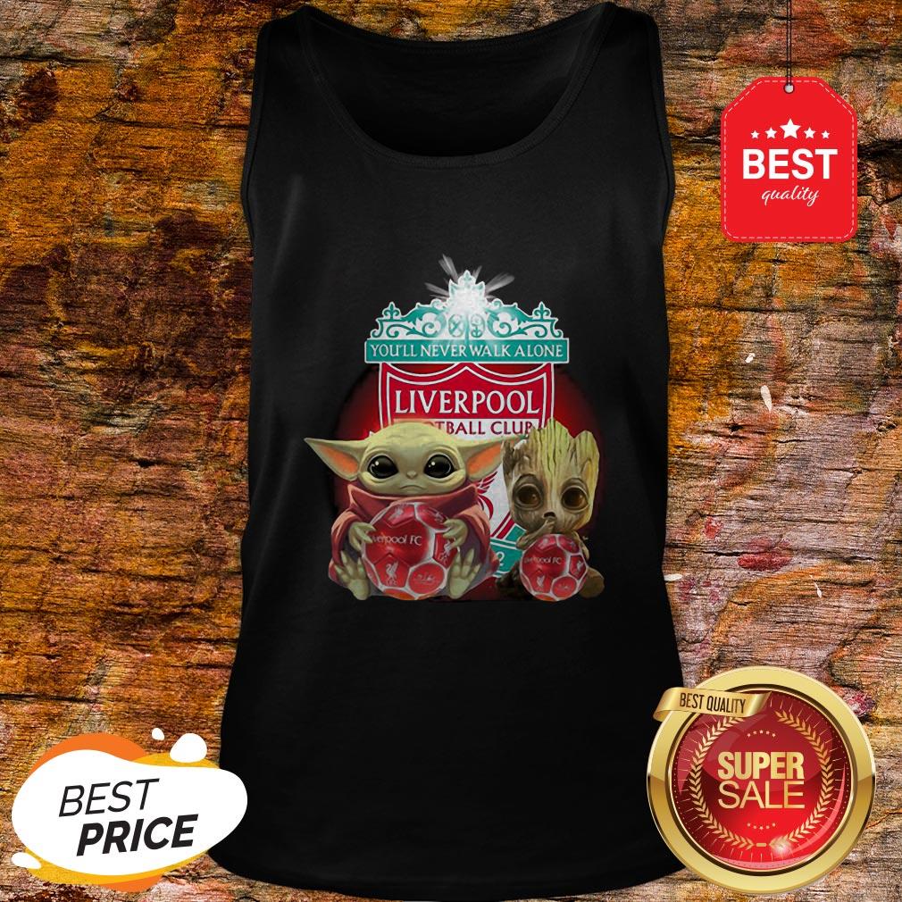 Baby Yoda And Baby Groot Hug Liverpool You’ll Never Walk Alone Shirt - Image 3