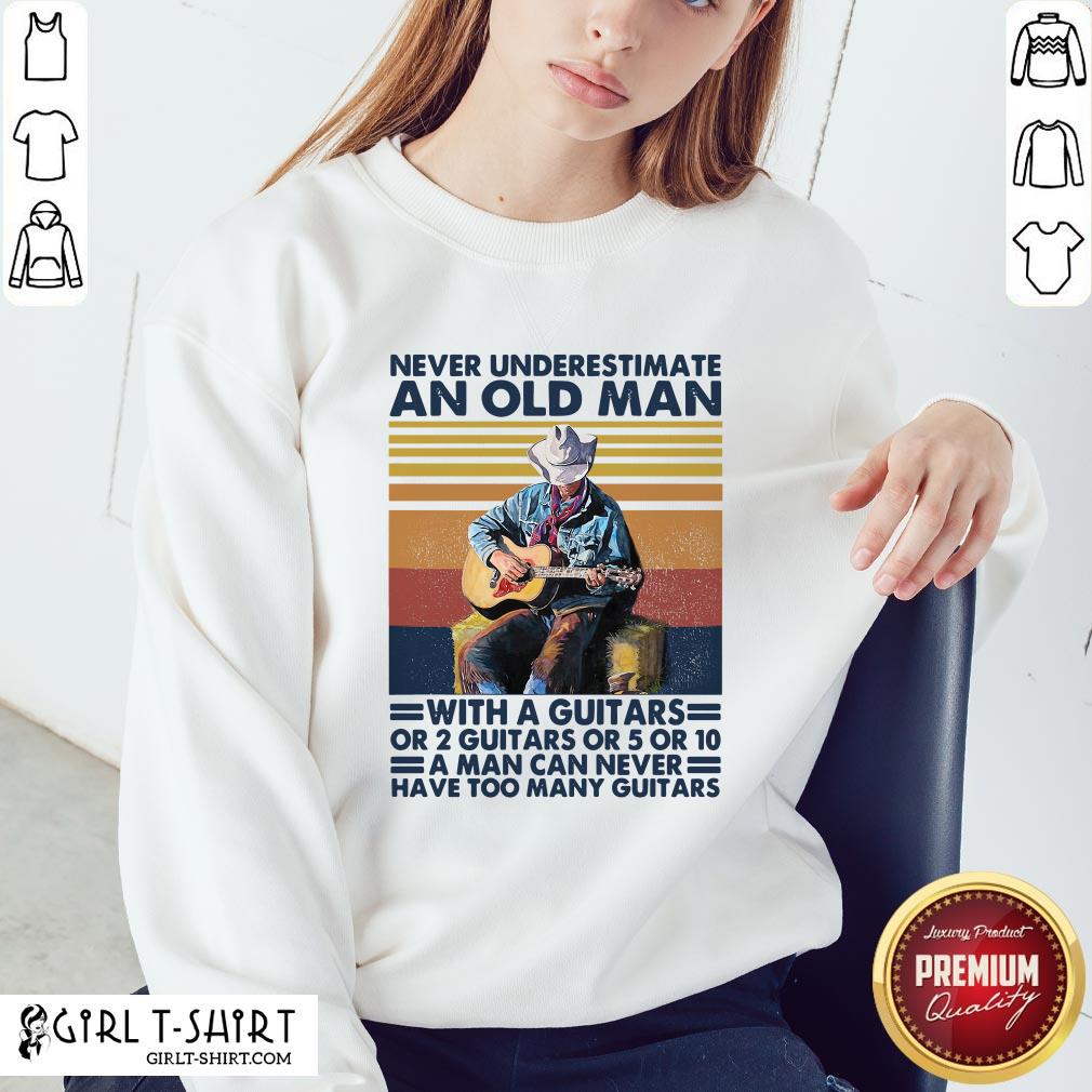 Bad Never Underestimate An Old Man With A Guitars For 2 Guitars Or 5 Or 10 Vintage Retro Shirt - Image 4