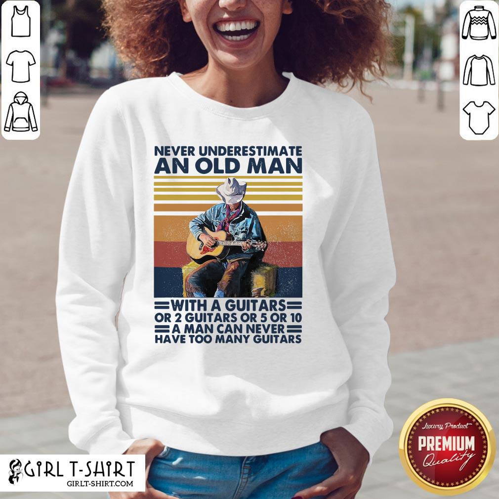 Bad Never Underestimate An Old Man With A Guitars For 2 Guitars Or 5 Or 10 Vintage Retro Shirt - Image 2