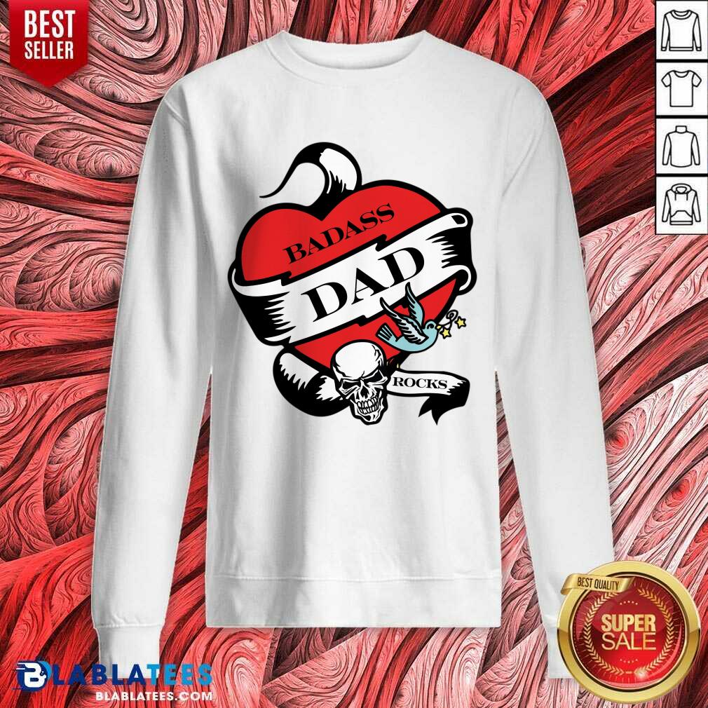 Badass Dad Rocks Skull Heart Shirt - Image 4