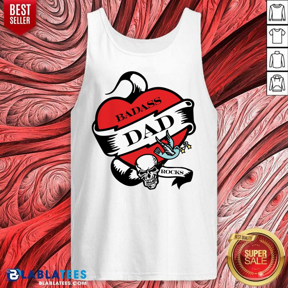 Badass Dad Rocks Skull Heart Shirt - Image 3