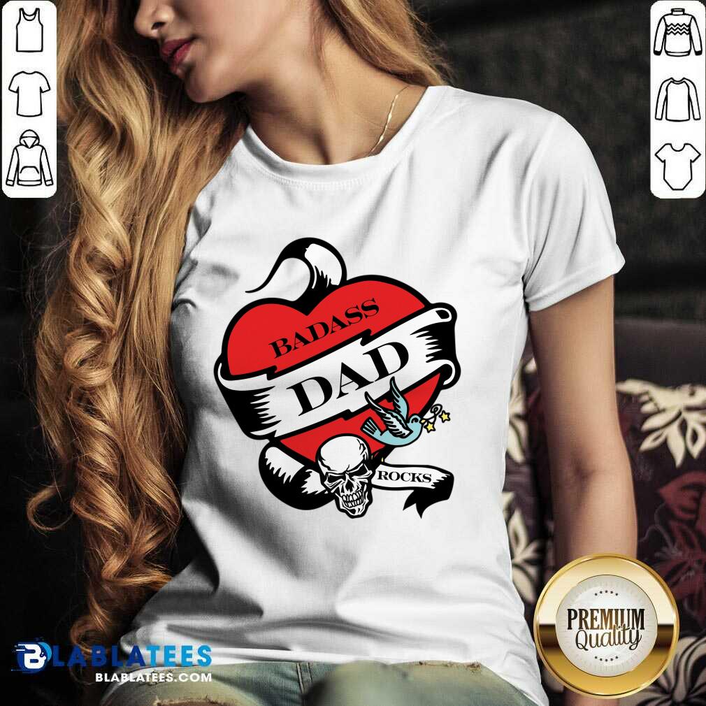 Badass Dad Rocks Skull Heart Shirt - Image 2