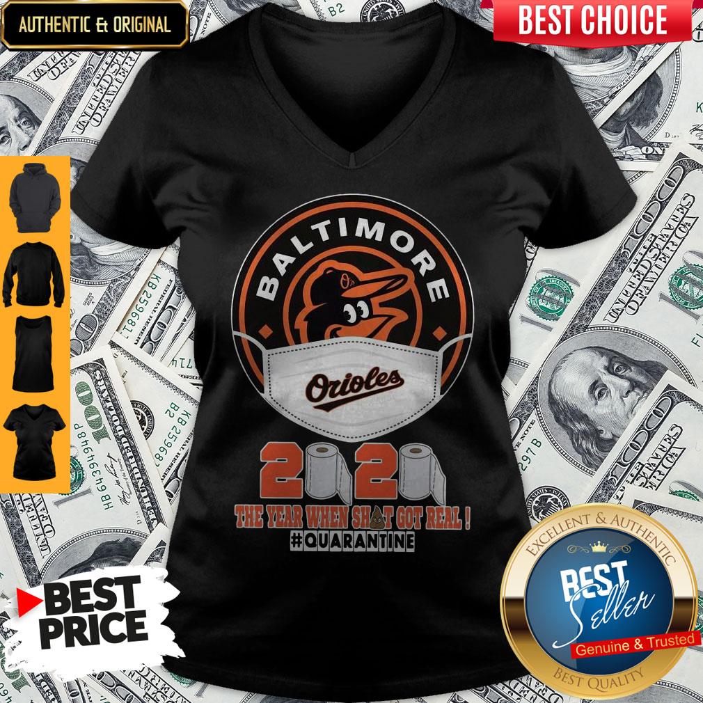Baltimore Orioles Face Mask 2020 The Year When Shit Got Real Quarantine Shirt - Image 2
