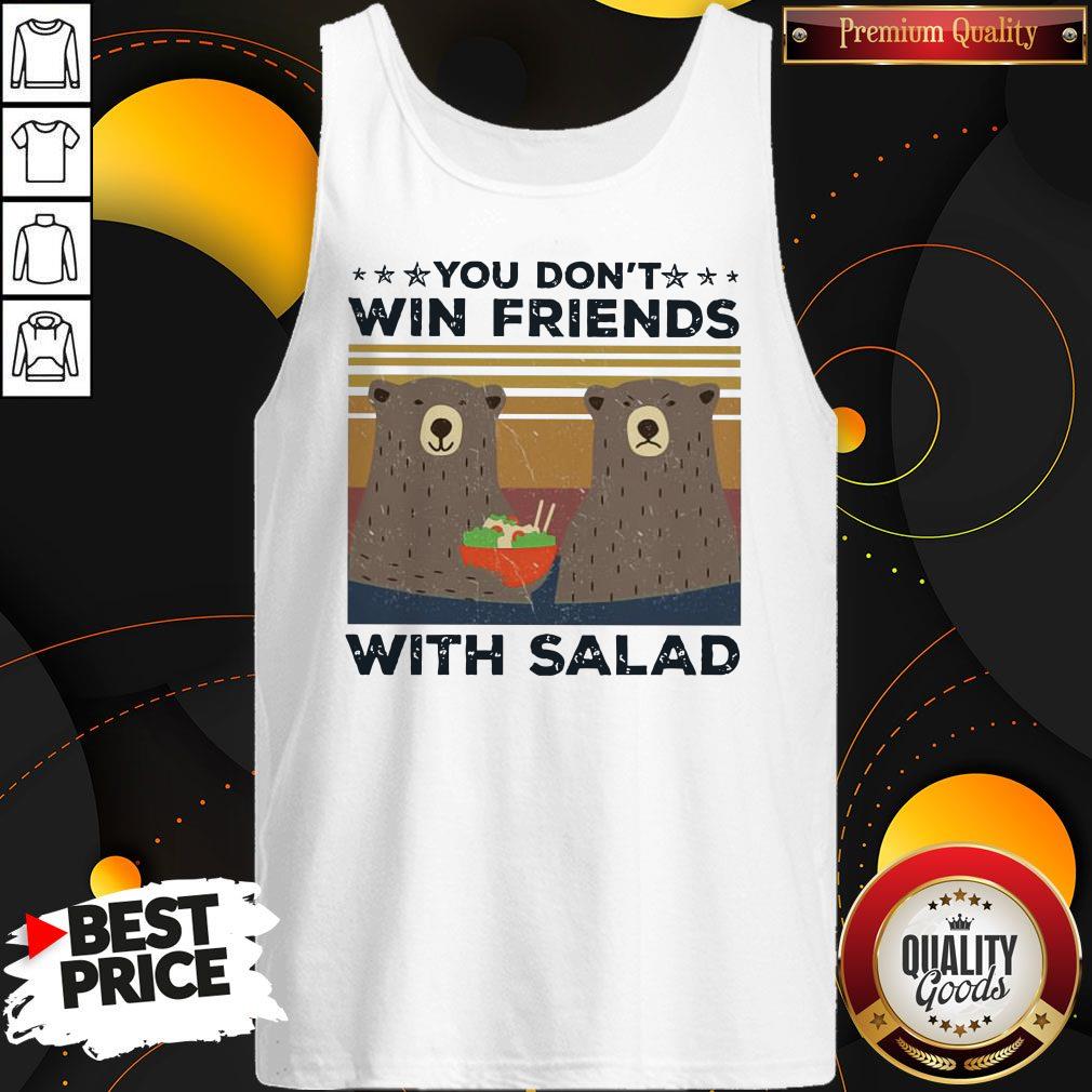 Bear You Don’t Win Friends With Salad Vintage Shirt - Image 4