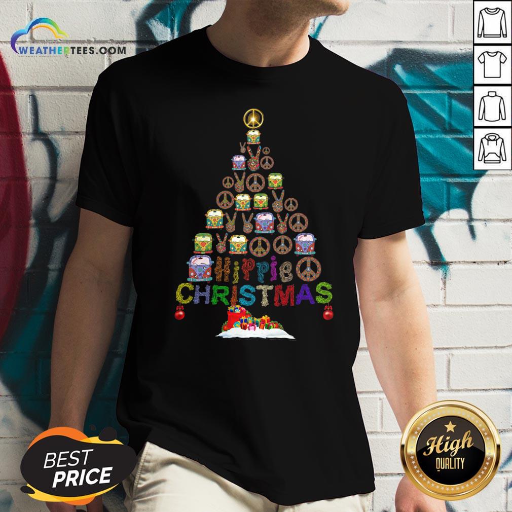 Beauty Peace Hippie Bus Christmas Tree Shirt - Image 2
