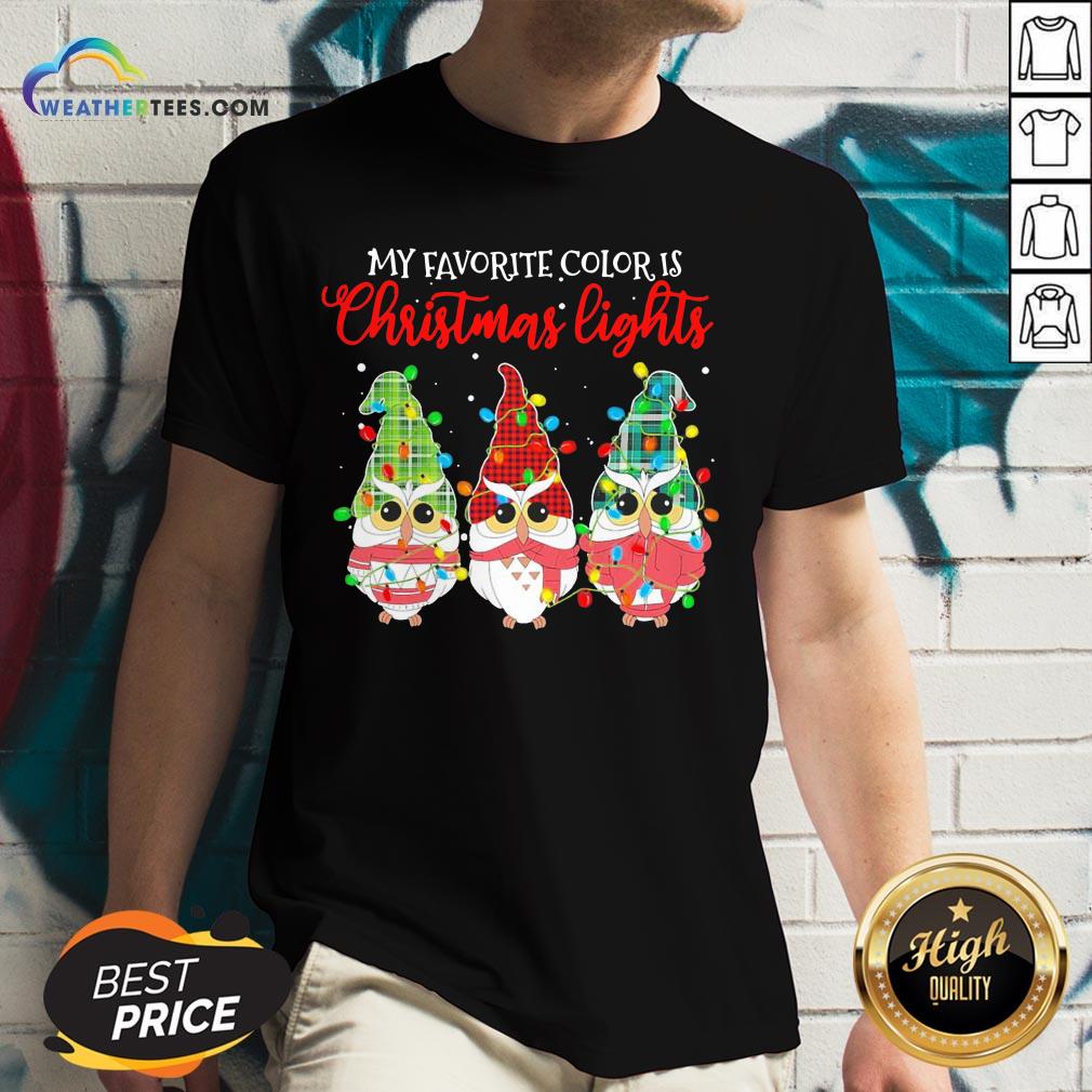 Best Awesome Owls Gnomes My Favorite Color Is Christmas Light Shirt - Image 2