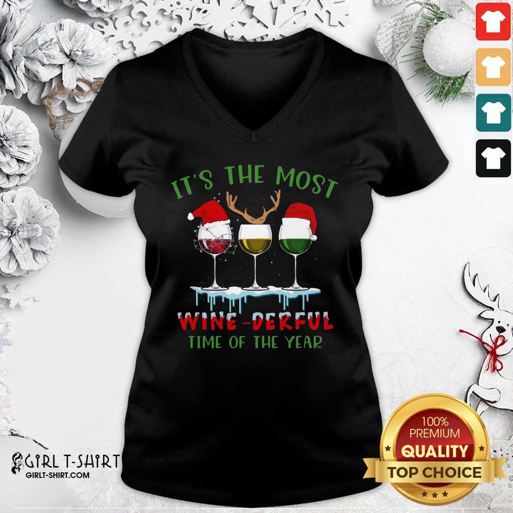 Best Its The Most Wine Derful Time Of The Year Merry Christmas Light Shirt - Image 2