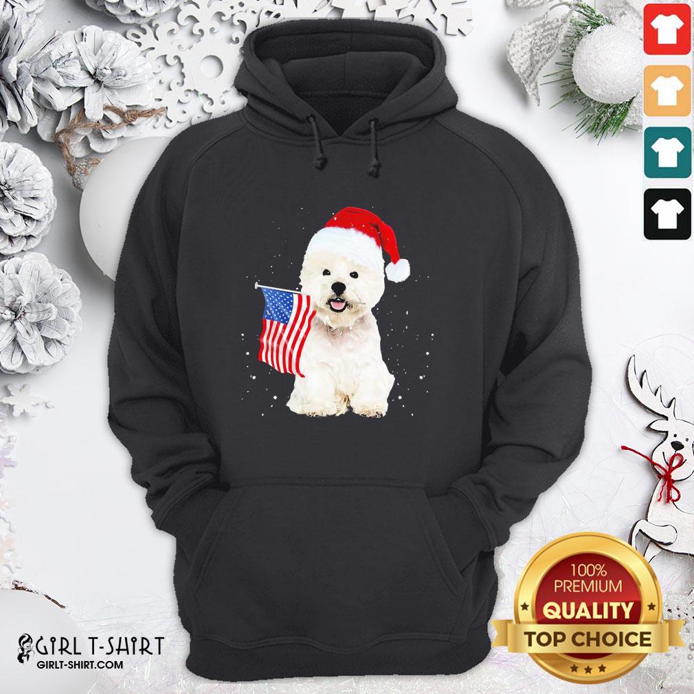 Best Poodle Santa American Flag Happy Christmas Shirt - Image 2