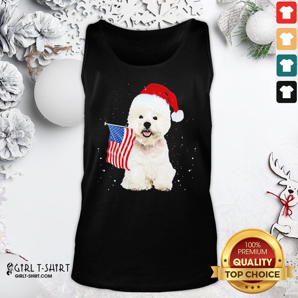Best Poodle Santa American Flag Happy Christmas Shirt - Image 4