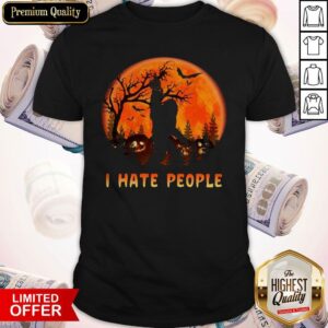 Bigfoot I Hate People Halloween Moon Shirt