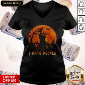 Alternative view of Bigfoot I Hate People Halloween Moon Shirt