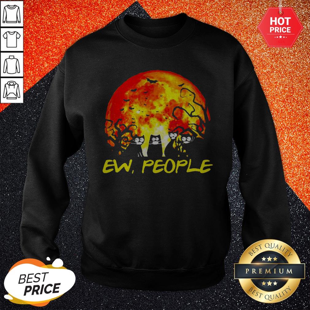 Black Cat Ew People Halloween Shirt - Image 4