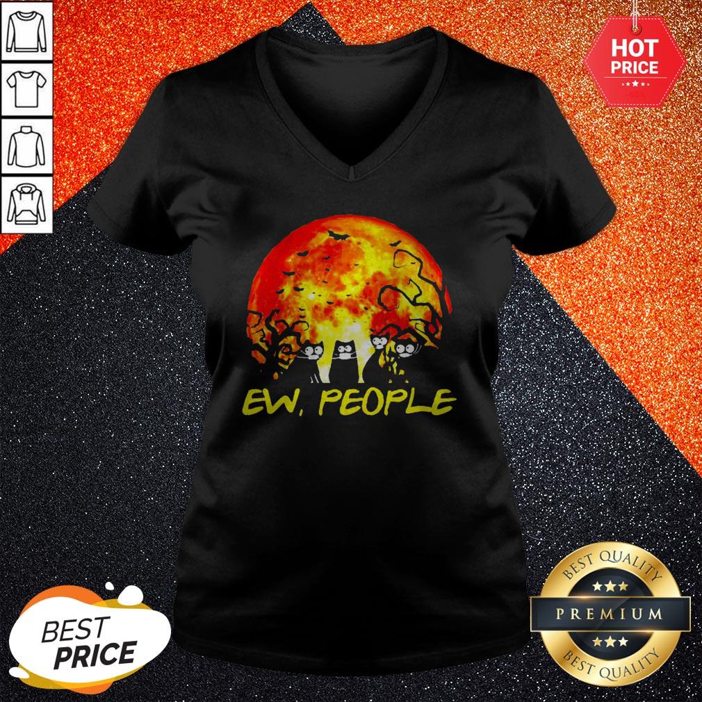 Black Cat Ew People Halloween Shirt - Image 2