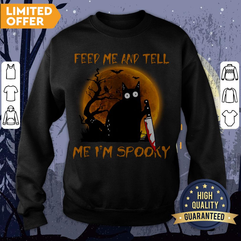 Black Cat Feed Me And Tell Me I'm Spooky Halloween Shirt - Image 4