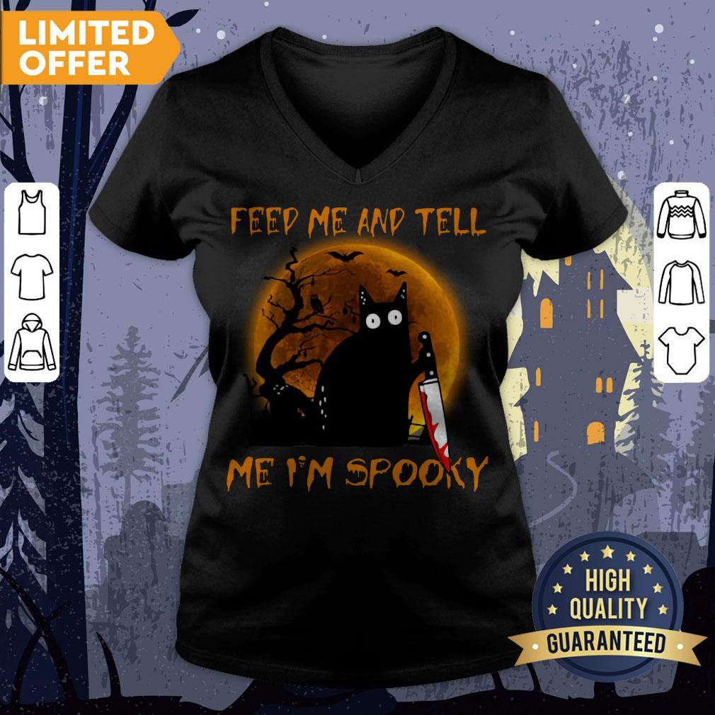 Black Cat Feed Me And Tell Me I'm Spooky Halloween Shirt - Image 3