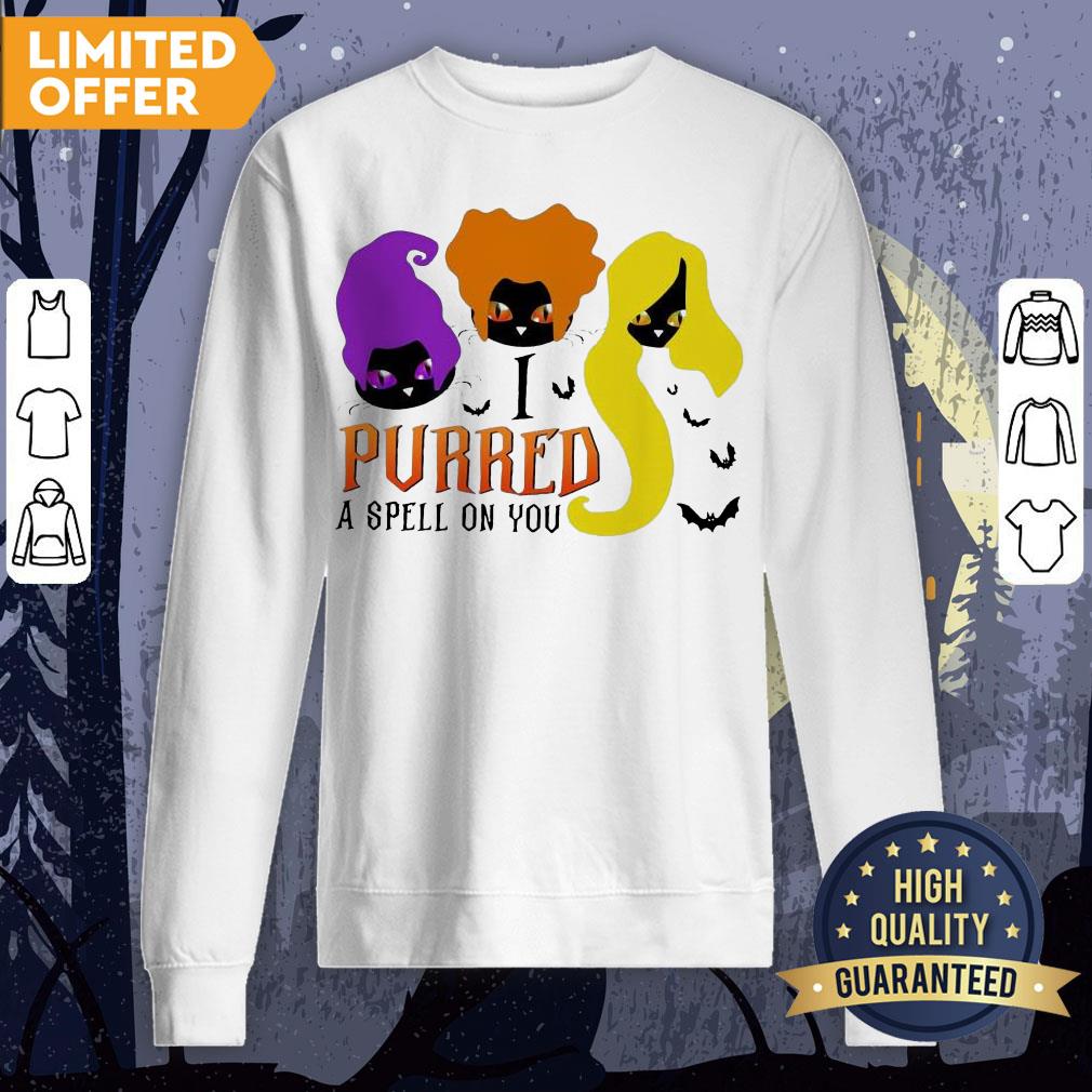 Black Cat Hocus Pocus I Purred A Spell On You Halloween Shirt - Image 4