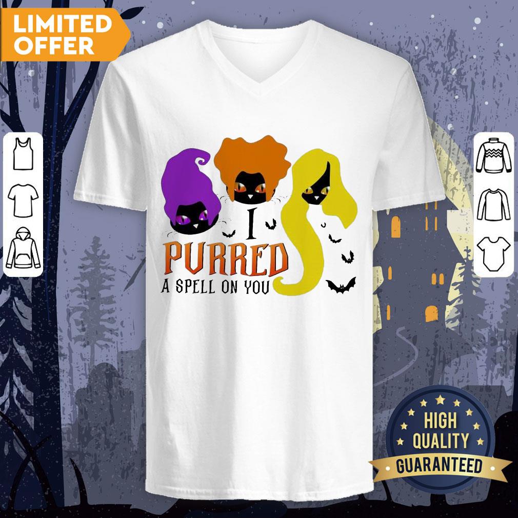 Black Cat Hocus Pocus I Purred A Spell On You Halloween Shirt - Image 3