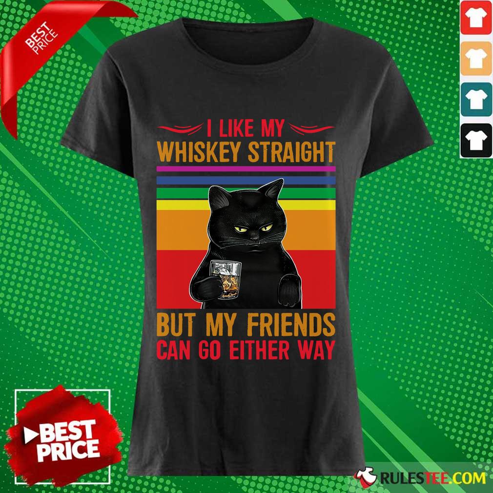 Black Cat I Like My Whiskey Straight Shirt - Image 3