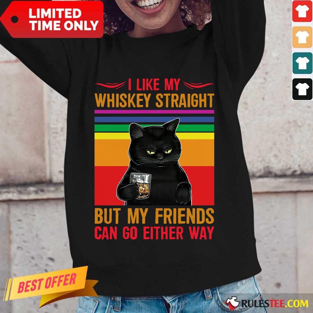 Black Cat I Like My Whiskey Straight Shirt - Image 2